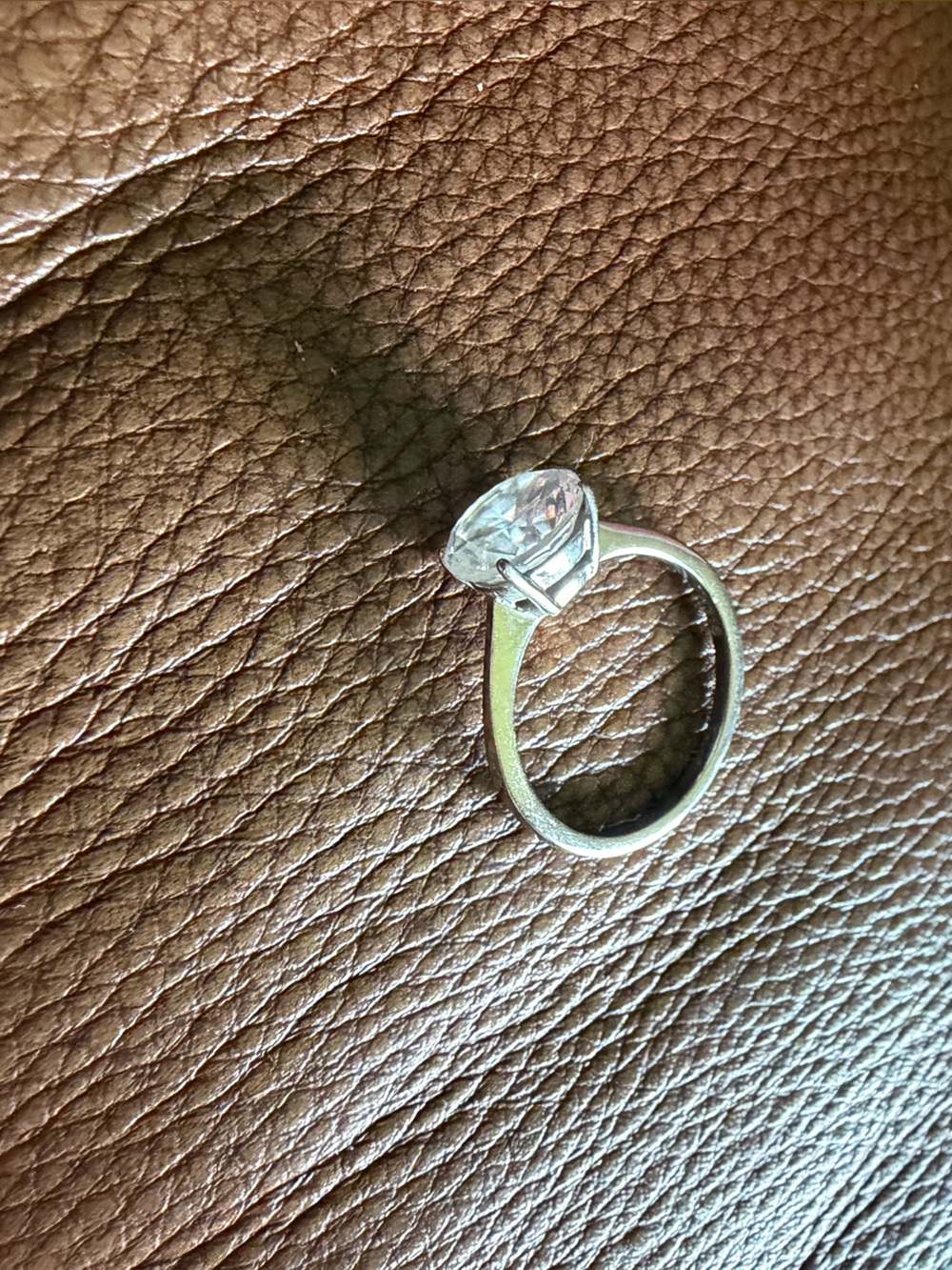 Clear Crystal Solitaire Ring in Silver Tone
